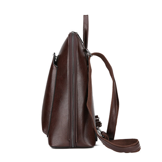 Black PU Leather Anti-Theft Backpack