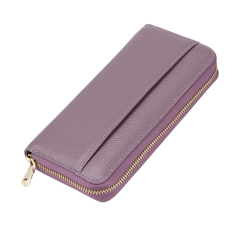 Purple RFID Blocking Leather Long Wallet