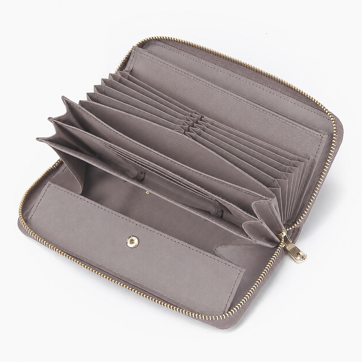 Grey RFID Blocking Leather Long Wallet