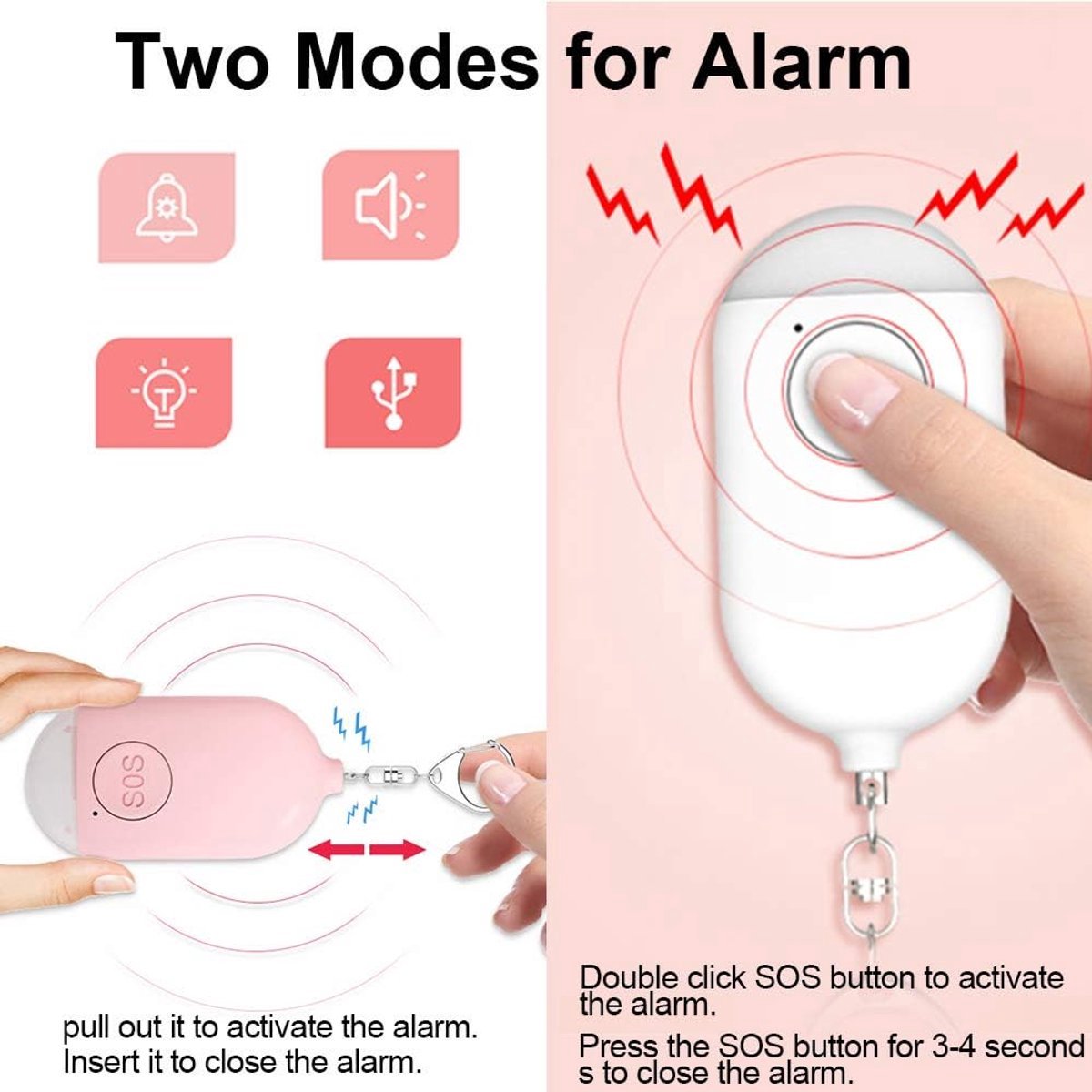 Rechargeable Mini Personal Alarm Keychain