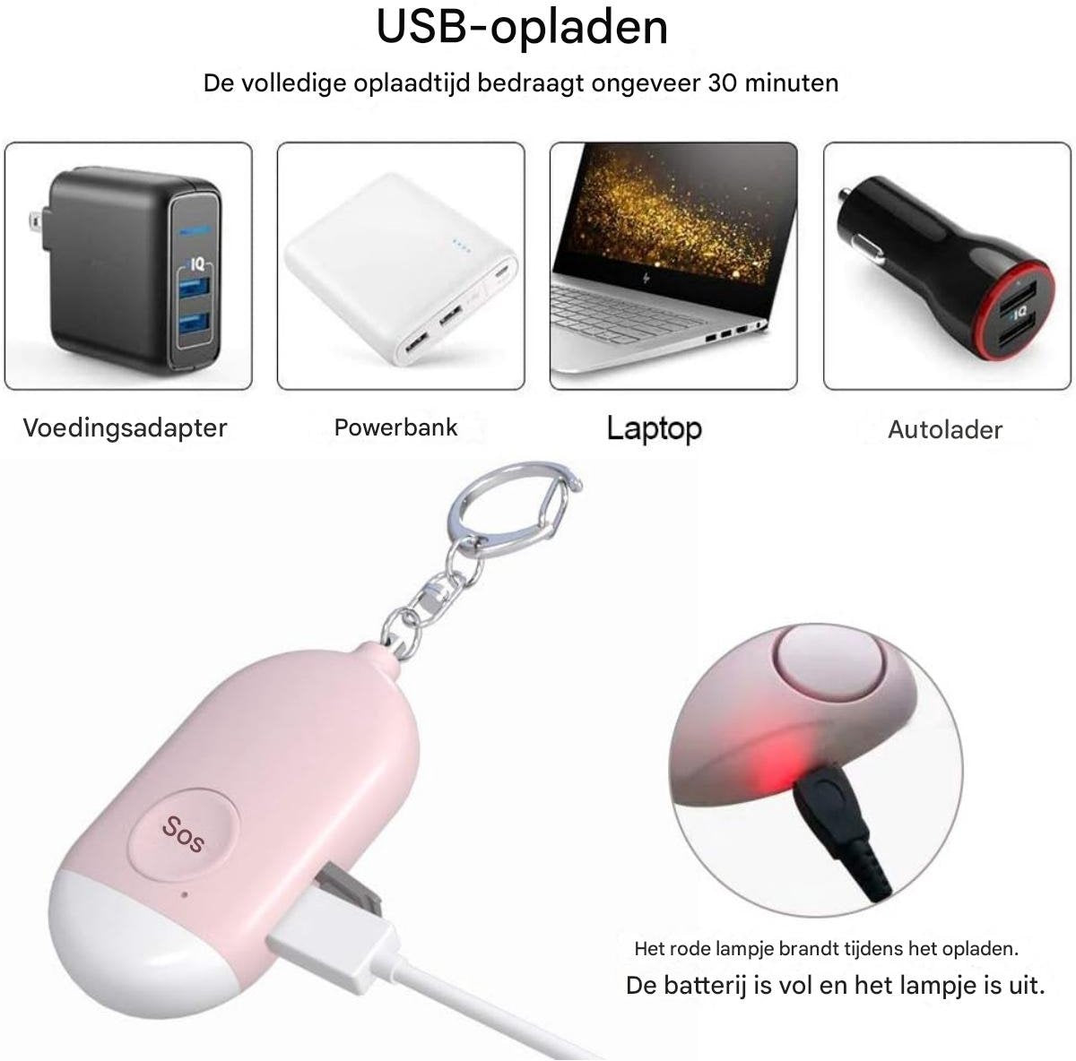 Rechargeable Mini Personal Alarm Keychain