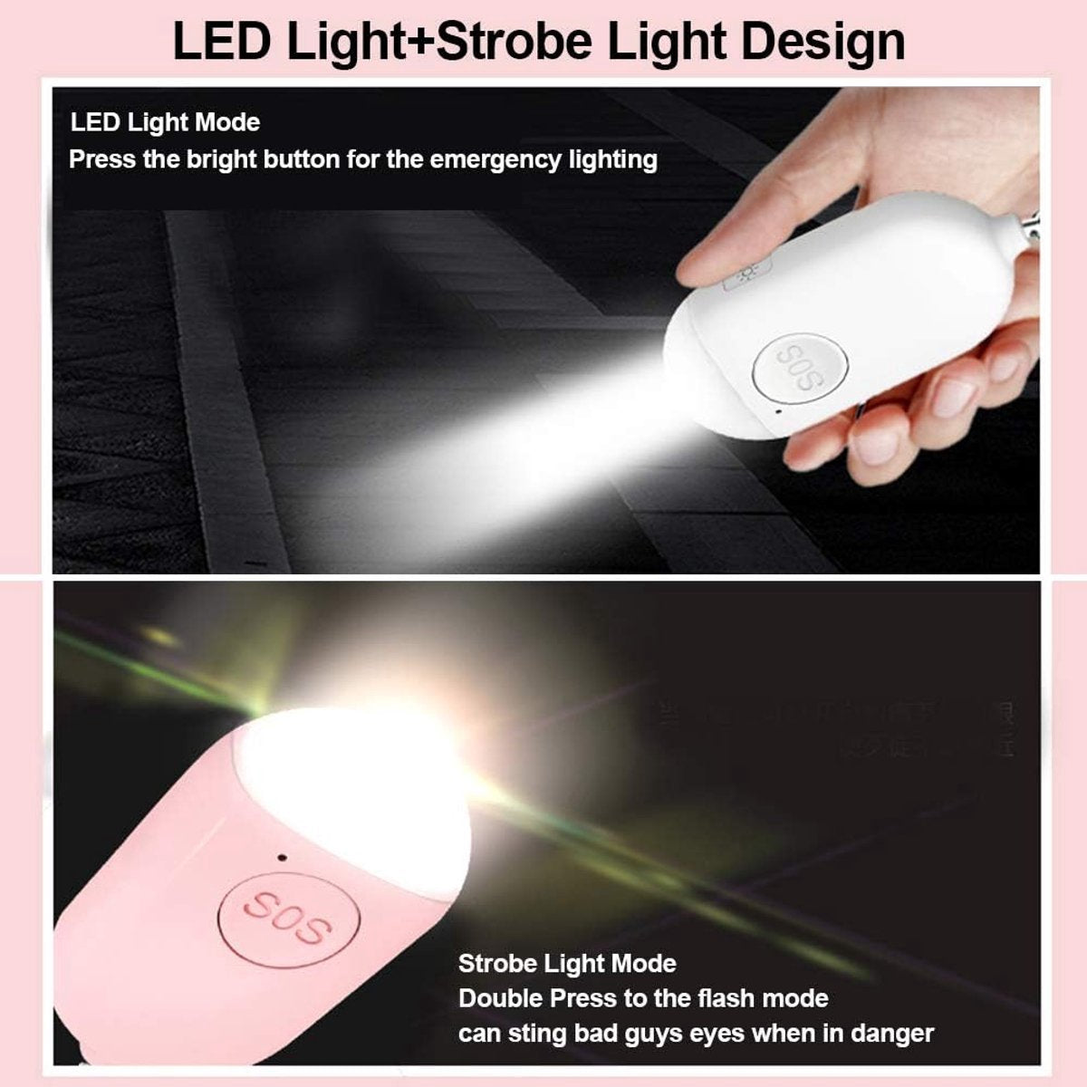 Rechargeable Mini Personal Alarm Keychain