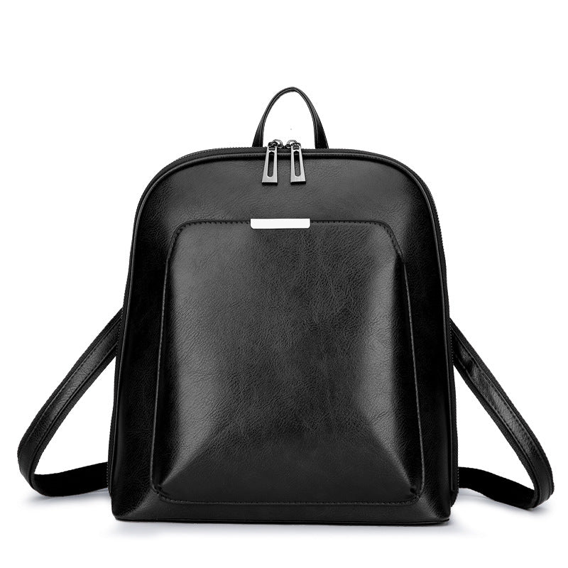 Black PU Leather Anti-Theft Backpack
