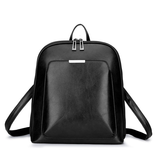 Black PU Leather Anti-Theft Backpack