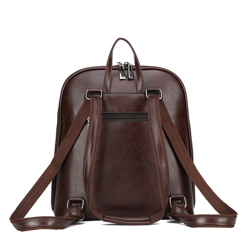 Black PU Leather Anti-Theft Backpack