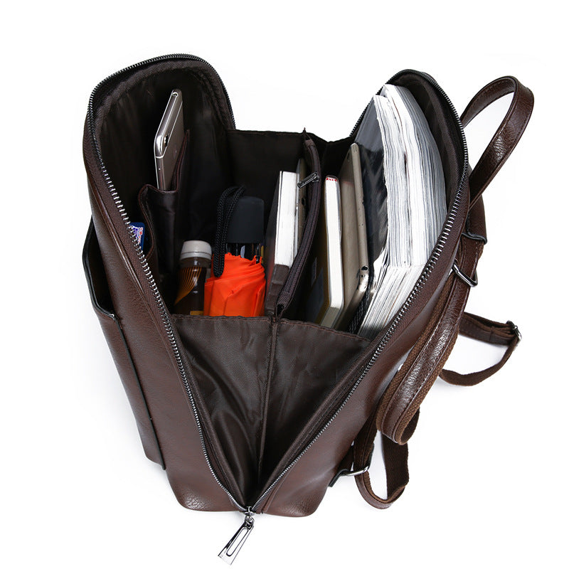 Black PU Leather Anti-Theft Backpack