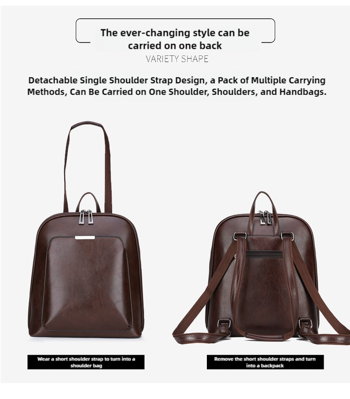 Black PU Leather Anti-Theft Backpack