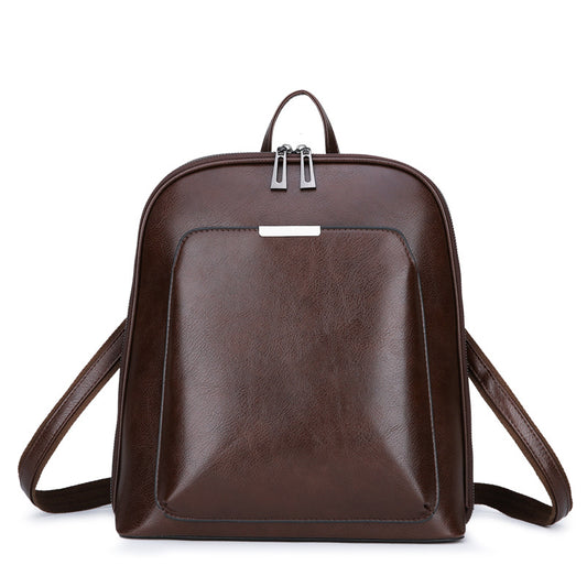 Brown PU Leather Anti-Theft Backpack
