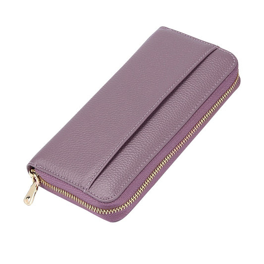 Purple RFID Blocking Leather Long Wallet