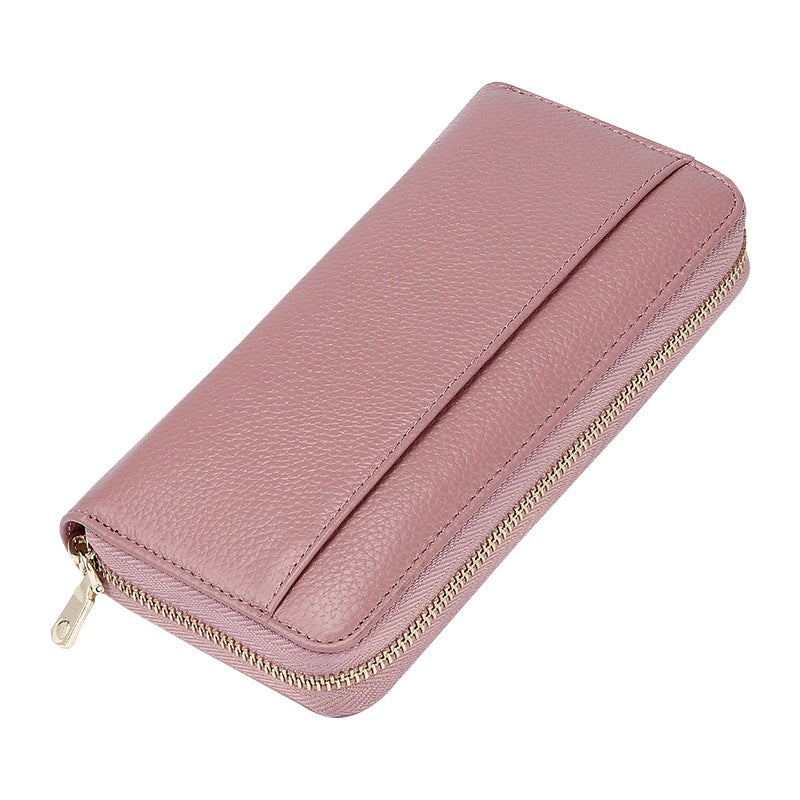 Pink RFID Blocking Leather Long Wallet