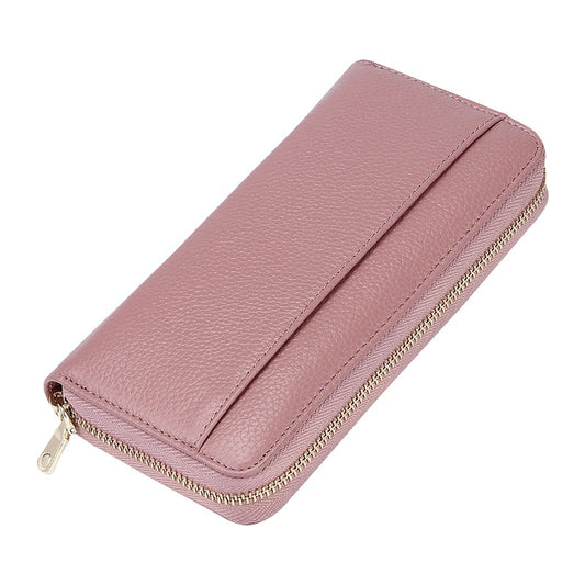 Pink RFID Blocking Leather Long Wallet