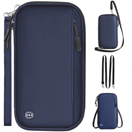 Dark Blue RFID Blocking Travel Wallet