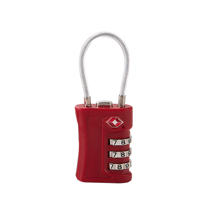 TSA Approved Cable Combination Padlock - Wine Red