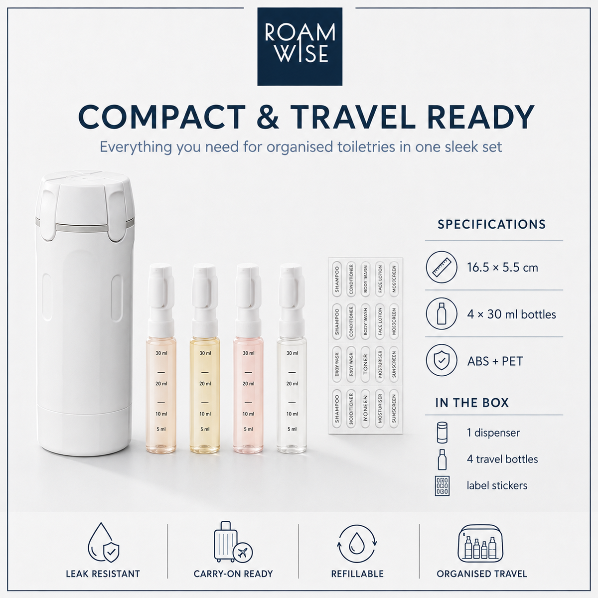 4 in 1 Travel Bottles Dispenser